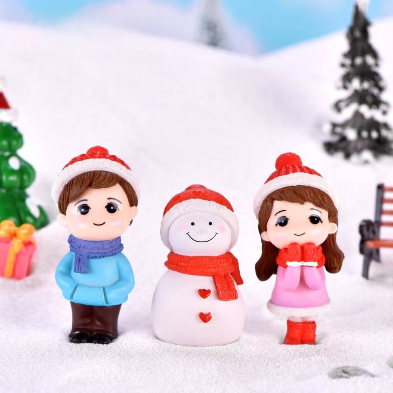 3 Pçs Inverno Amantes Da Neve Criativo Pequenos Ornamentos Feitos À Mão Paisagem Paisagismo Bonito Casal Boneco De Jóias
