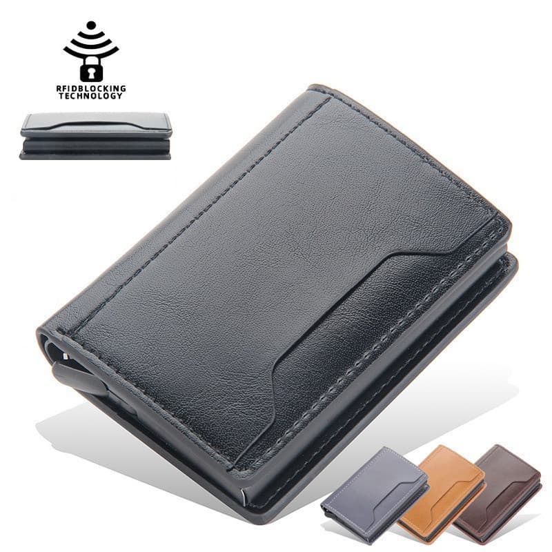 Novo Porta Cartão de Crédito RFID Masculino Carteira de Negócios Mini Slim de Alumínio Carbono