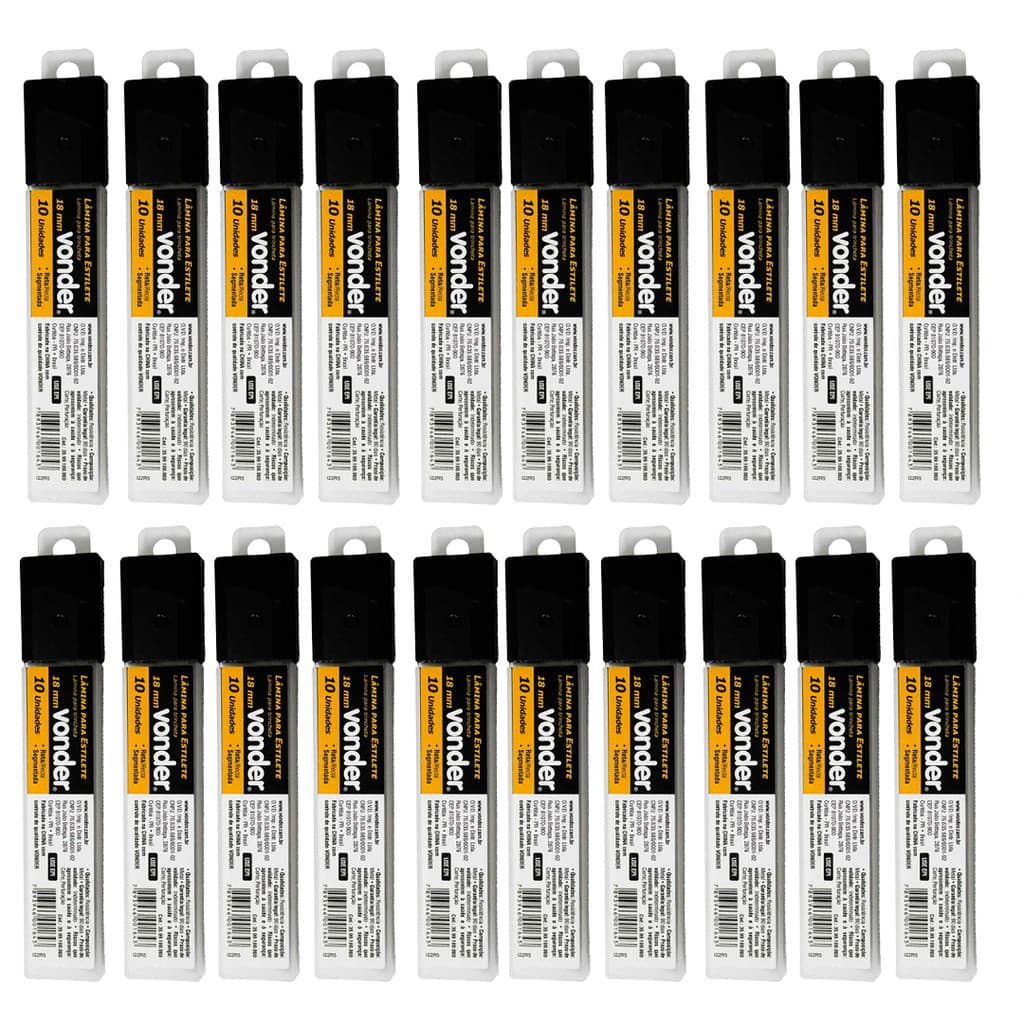 200 Lâminas 18mm para Estilete – VONDER