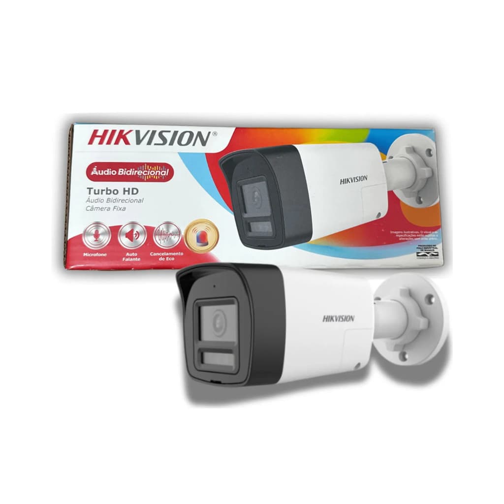 Câmera Hikvision com Áudio Bidirecional Turbo HD 8.0 Microfone Alarme