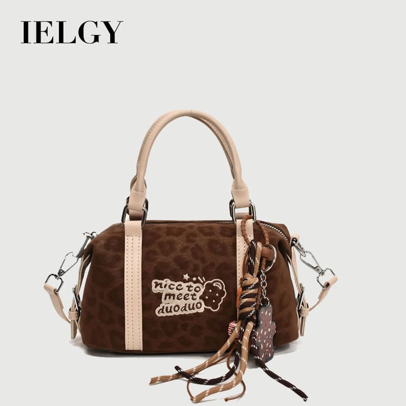 IELGY Bolsa mensageiro feminina outono inverno moda retrô portátil bolsa Boston