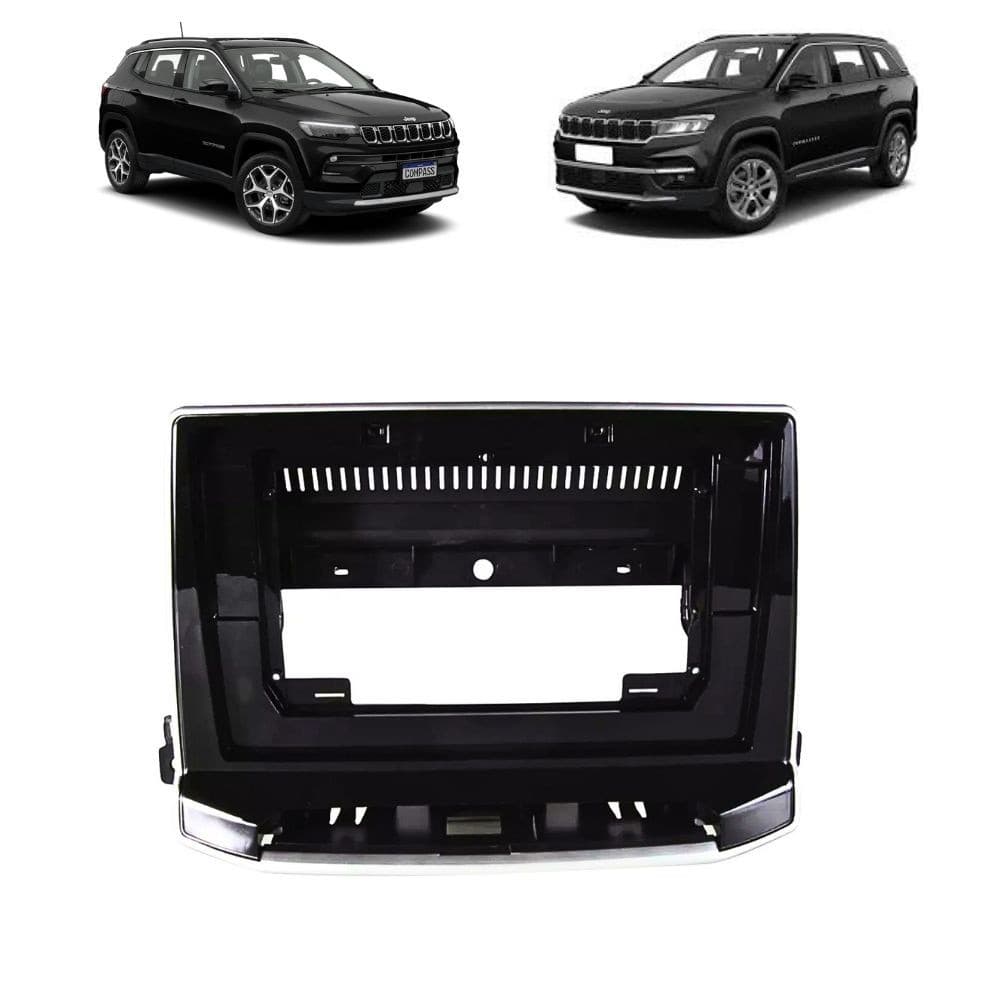 Moldura 10 Polegadas Painel  2 DIN Jeep Compass e Commander 2022 A 2024 Black Piano