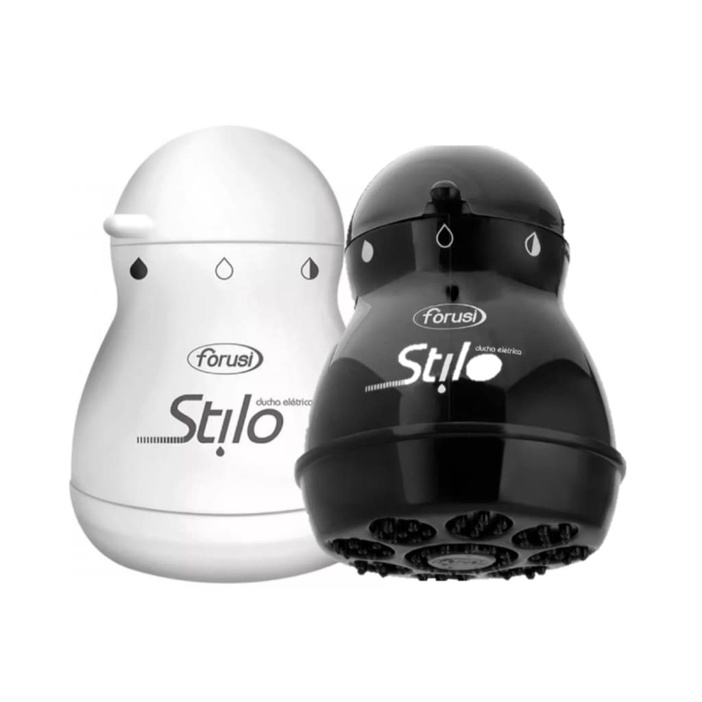 Chuveiro Stilo Preto e Branco 3 Temperaturas 220V 5400W -  Forusi