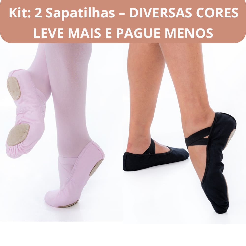 kIT 2 Sapatilha Sola Dividida Lona Ballet, Sapatilha de Ballet meia ponta, Sapatilha Ballet - LEVE MAIS E PAGUE MENOS!