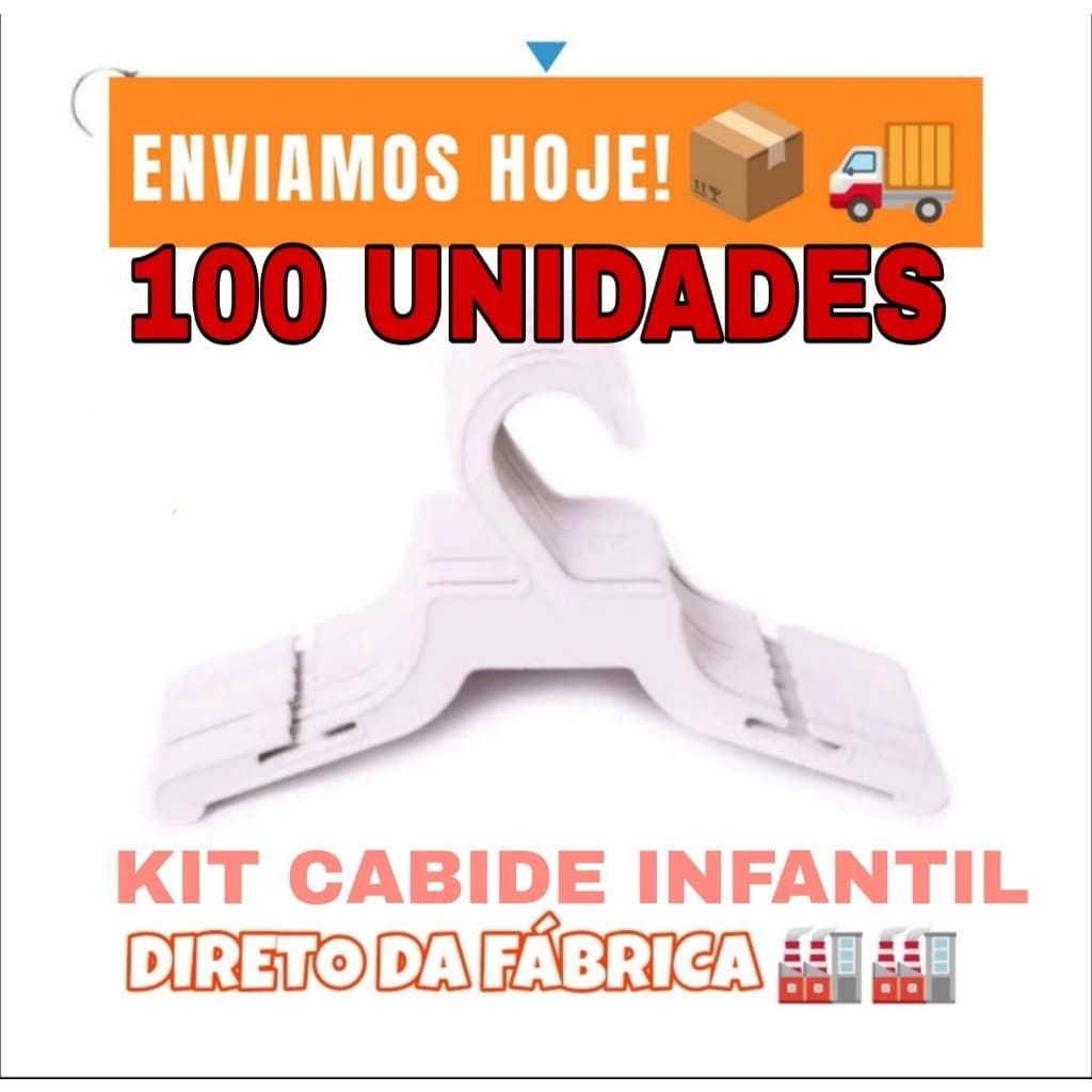 KIT 100 CABIDES INFANTIL BABY- 1OO UNIDADES CABIDE INFANTIL BRANCO