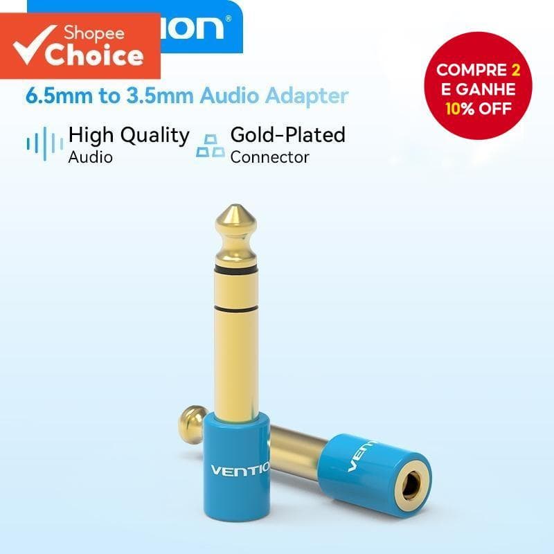 Vention Adaptador De Áudio TRS Estéreo Jack 6.35 mm 1/4 Macho Para 3.5 . 1/8 Amplificador De Guitarra Home Theater