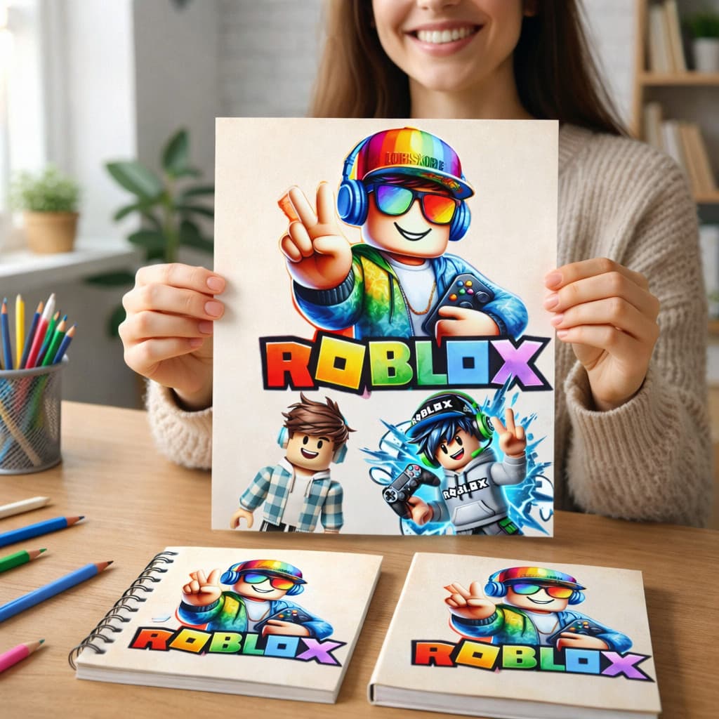 Adesivo Roblox para encapar Caderno Brochura e Espiral