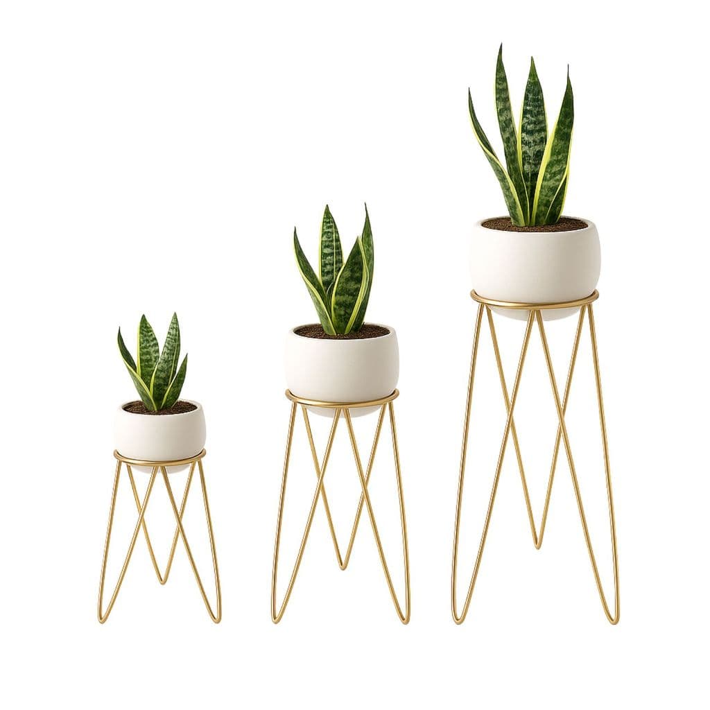 Kit 3 Suportes Tripé de Chão para Vasos de Plantas e Flores - 30cm 45cm 60cm - Ferro