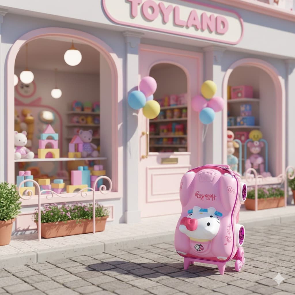 Mala Infantil Rodinhas Hello Kitty 3D Rosa Bagagem Leve Resistente Transporte
