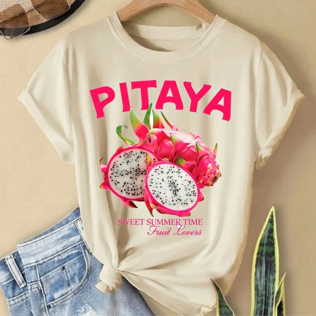 Camiseta Feminina Fresh Pitaya Frutas Citricas Personalizada Em Alta Leve Confortável Pitaia
