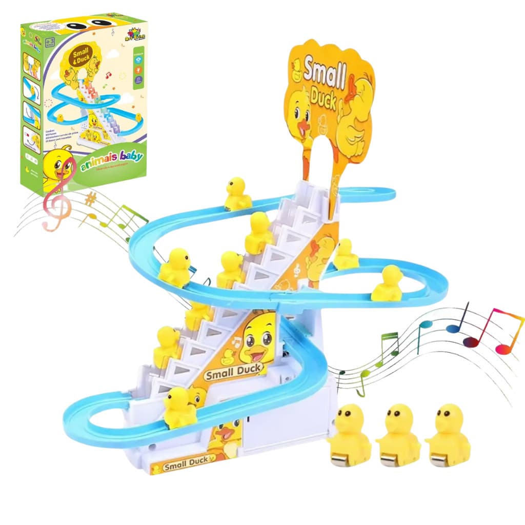 Pista de Patinhos Brinquedo Infantil com Movimento Sons Coloridos Luzes Sensorial para Crianças