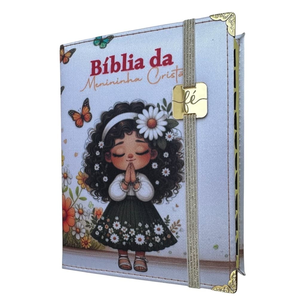 Bíblia pequena Ntlh da Menininha cristã 02 Capa dura e elástico dourado