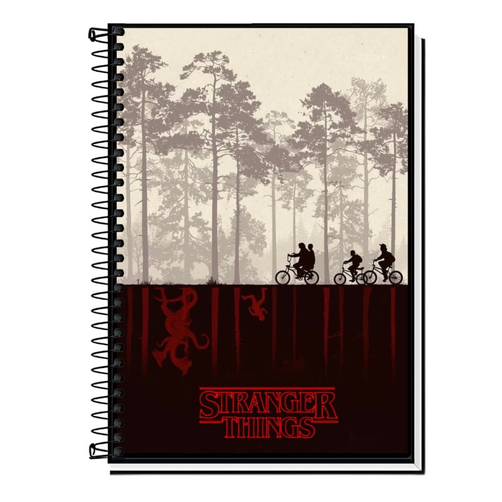 Caderno Capa Adesiva Personalizado Stranger Things Tamanho A4  1,10,15  e 20 Matérias |  Máterial Escolar | Colegial
