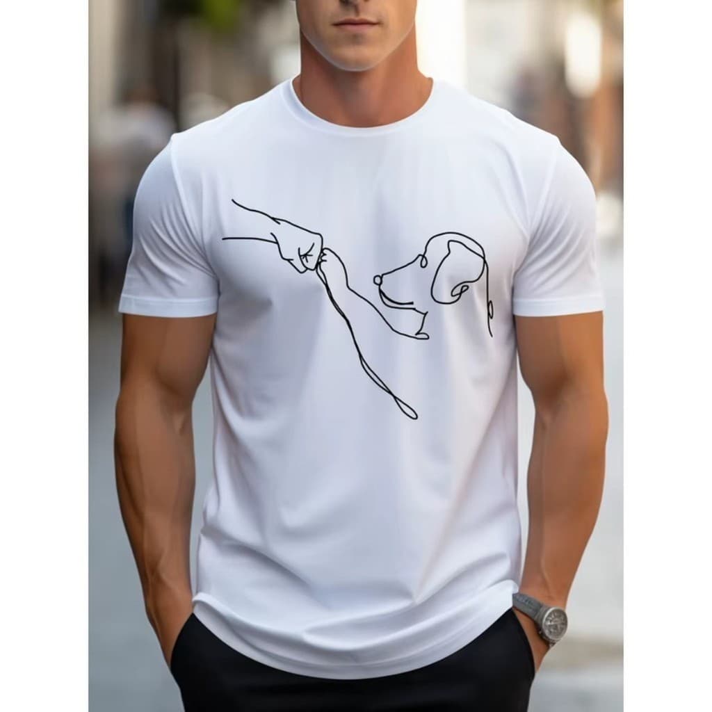 Camiseta 100% Algodão Casual Cão Amigo  Curta Camiseta Unissex
