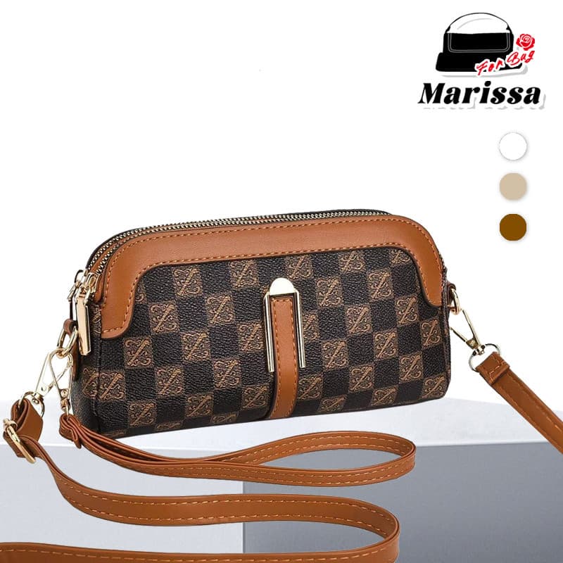 Marissa Bolsa Transversal Feminina Quadriculada Duas Zíperes X12