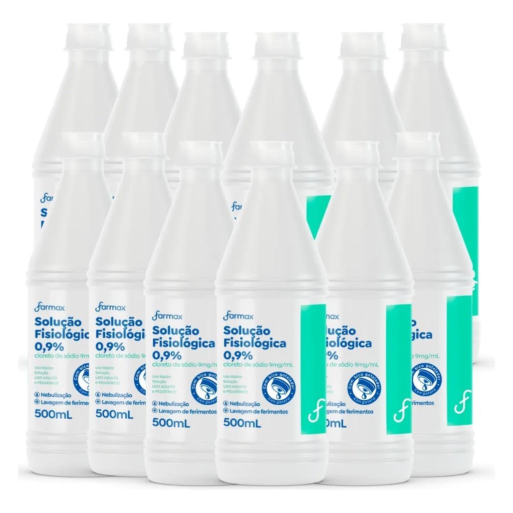 KIT C/ 12 SORO FISIOLÓGICO FARMAX 500ML