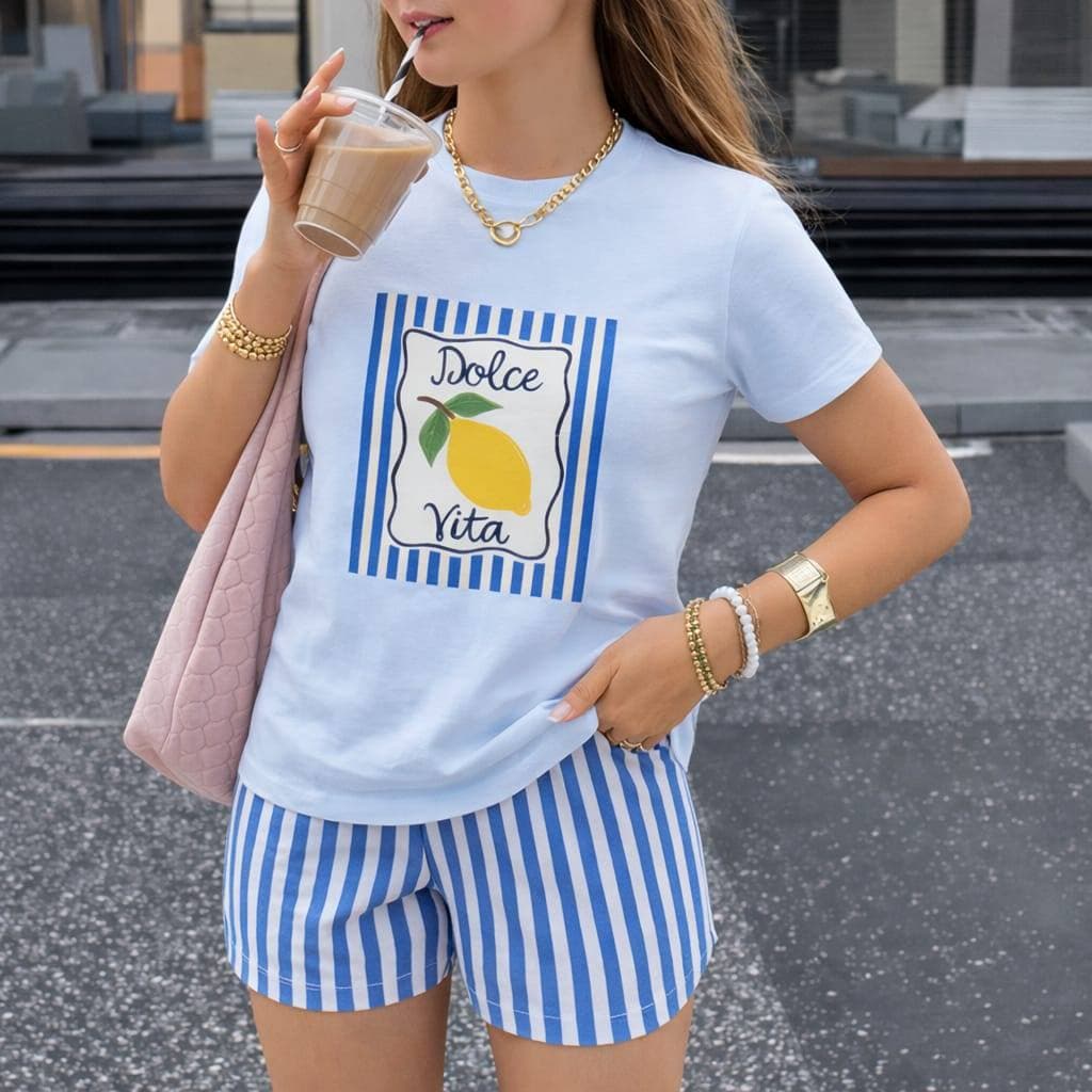 Camiseta Feminina Dolce Vita Limão Vibrante 100% Algodão Moda Praia verão  Entrega imediata