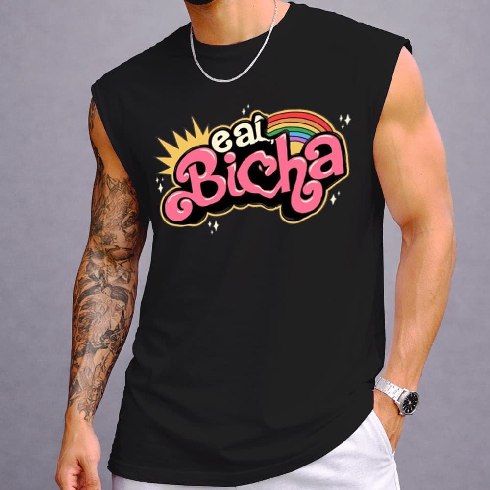 Camiseta Regata LGBT Oversized E AI Bicha Street Unissex Ref3695