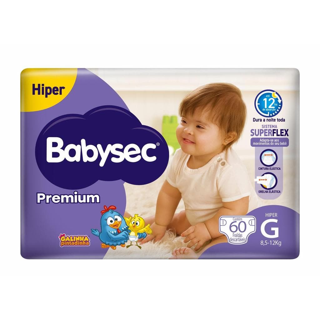 Fralda Babysec Galinha Pintadinha Premium Hiper G 60 Unidades