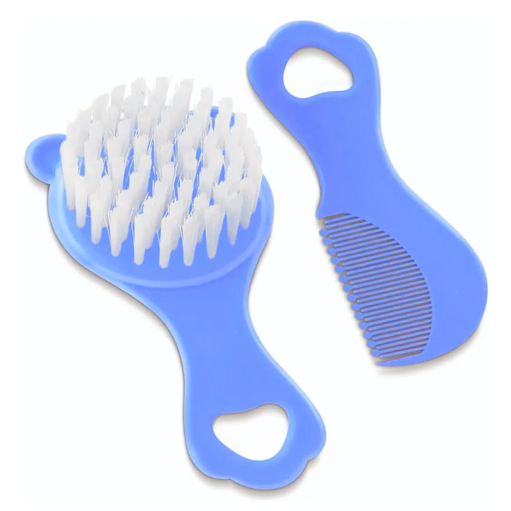 Kit Escova e Pente Infantil Urso Relevo 3D Petita - Azul e Rosa