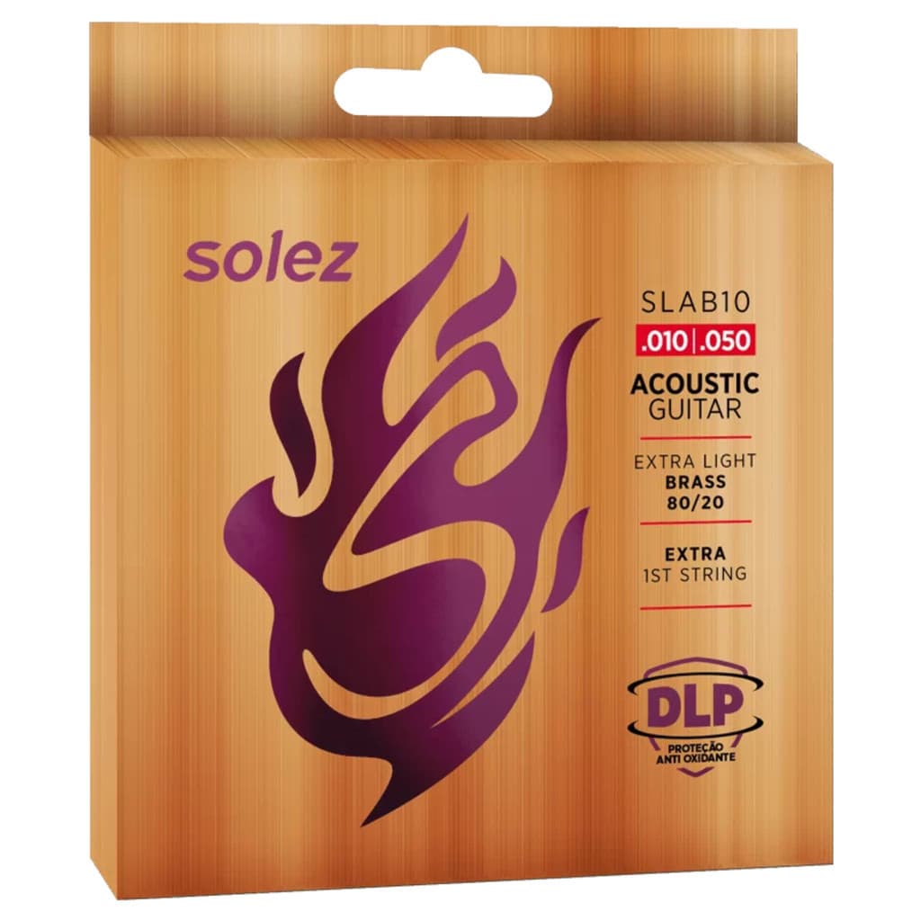 Encordoamento para Violão Solez SLAB10 DLP Brass calibre 0.010 Premium