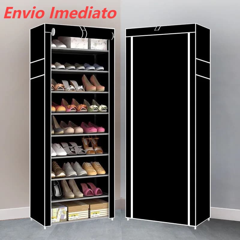 Sapateira Organizadora com 9 Prateleiras para Organizar Sapatos Calçados Chinelos Roupas Objetos 24 Pares - Black