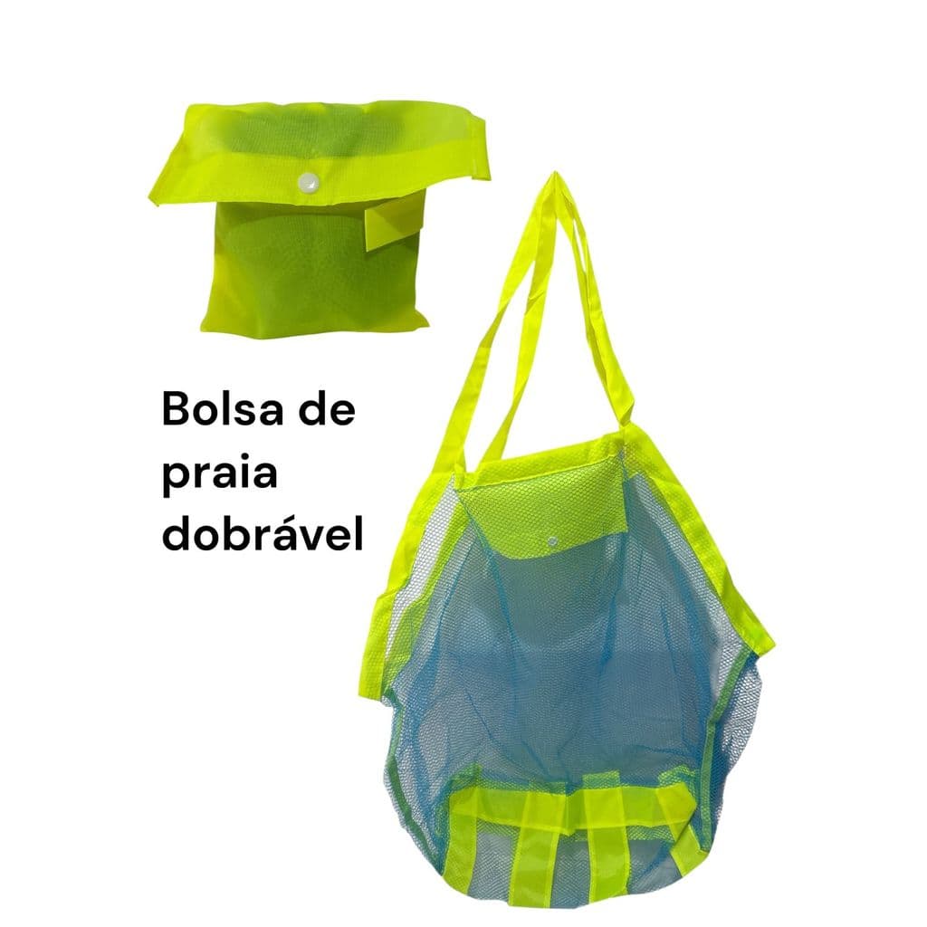 Bolsa Organizadora Rede Praia Piscina Drenante Grande Dobrável Portátil Brinquedos Criança