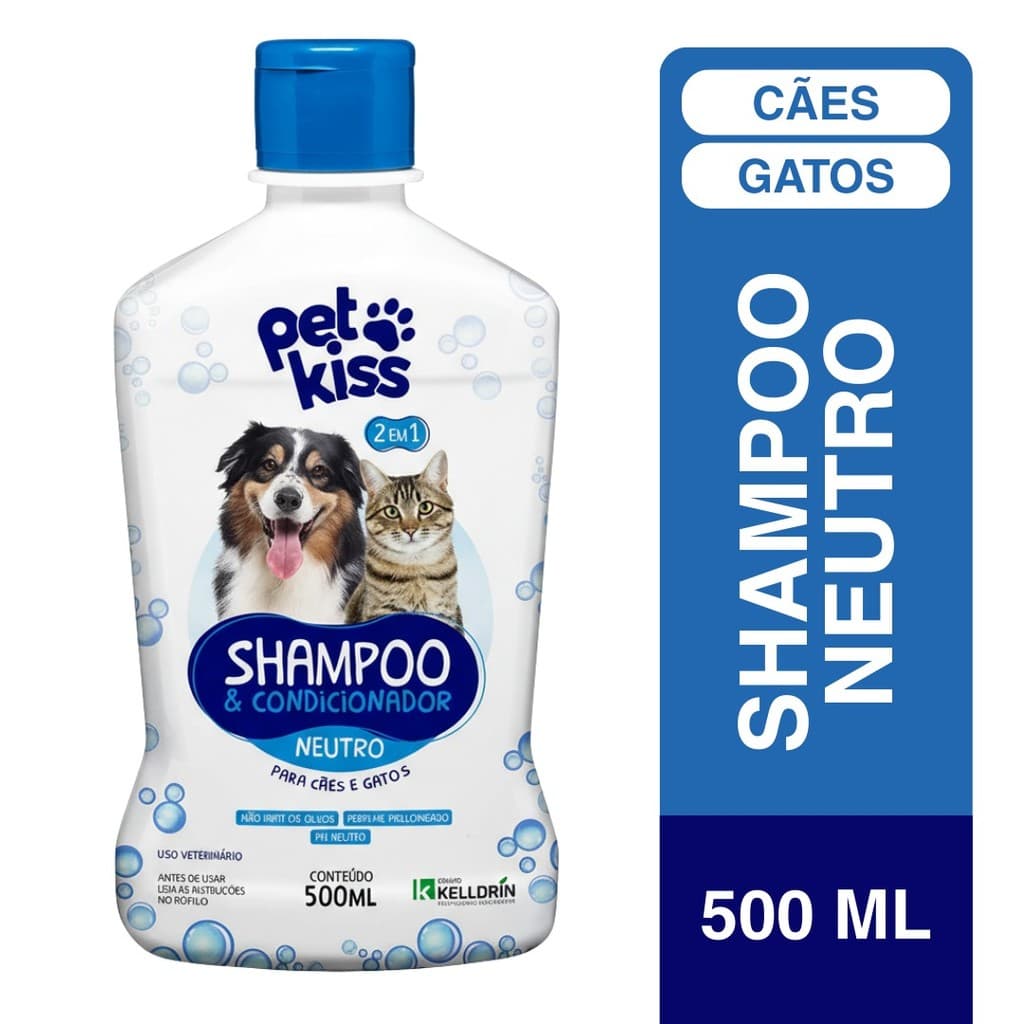 Shampoo & Condicionador Kelldrin Pet Kiss 2×1- Neutro | Cães e Gatos
