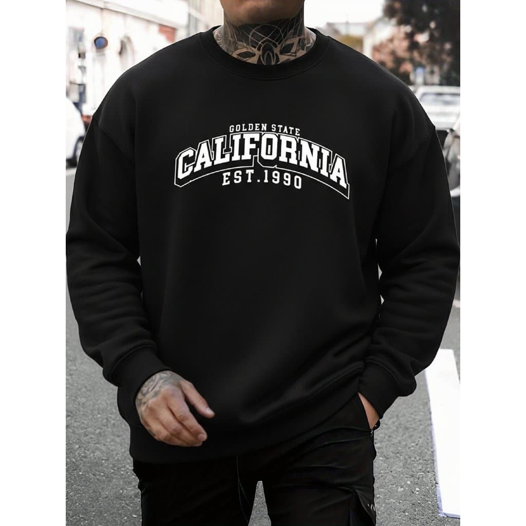 Moletom Careca Estiloso Estampado Impress茫o California College, Moletom Legal Para Homens, Moletom Casual Masculino