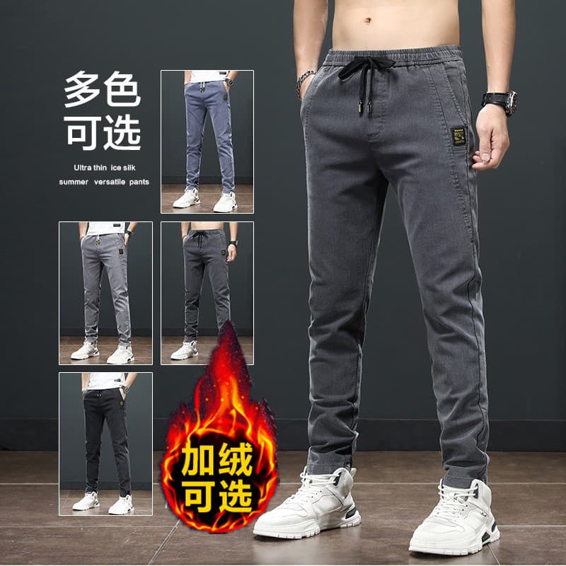 Outono inverno novo estilo Jeans forro de lã masculino engrossado em linha reta solto quente trabalho grosso All-Match c