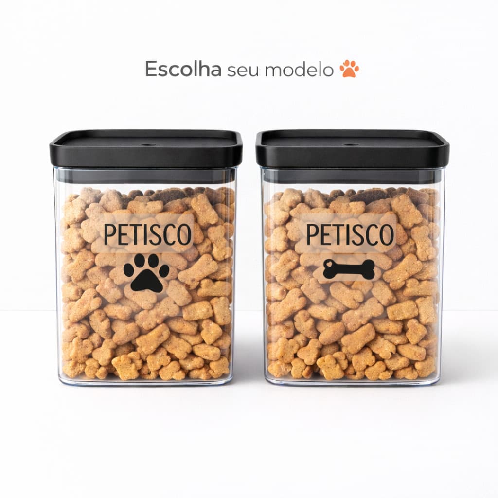 Pote Hermético Petisco para Pet com Tampa Premium Transparente com Vedação