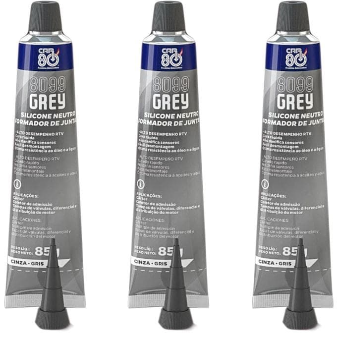 KIT 3 SILICONE CAR80 GREY CINZA ALTA TEMPERATURA 8098 85G