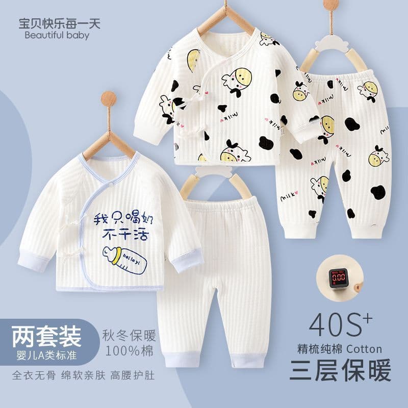 Roupas para bebês recém-nascidos, outono inverno, outubro, junho, conjunto de roupa íntima térmica, algodão puro, acolch