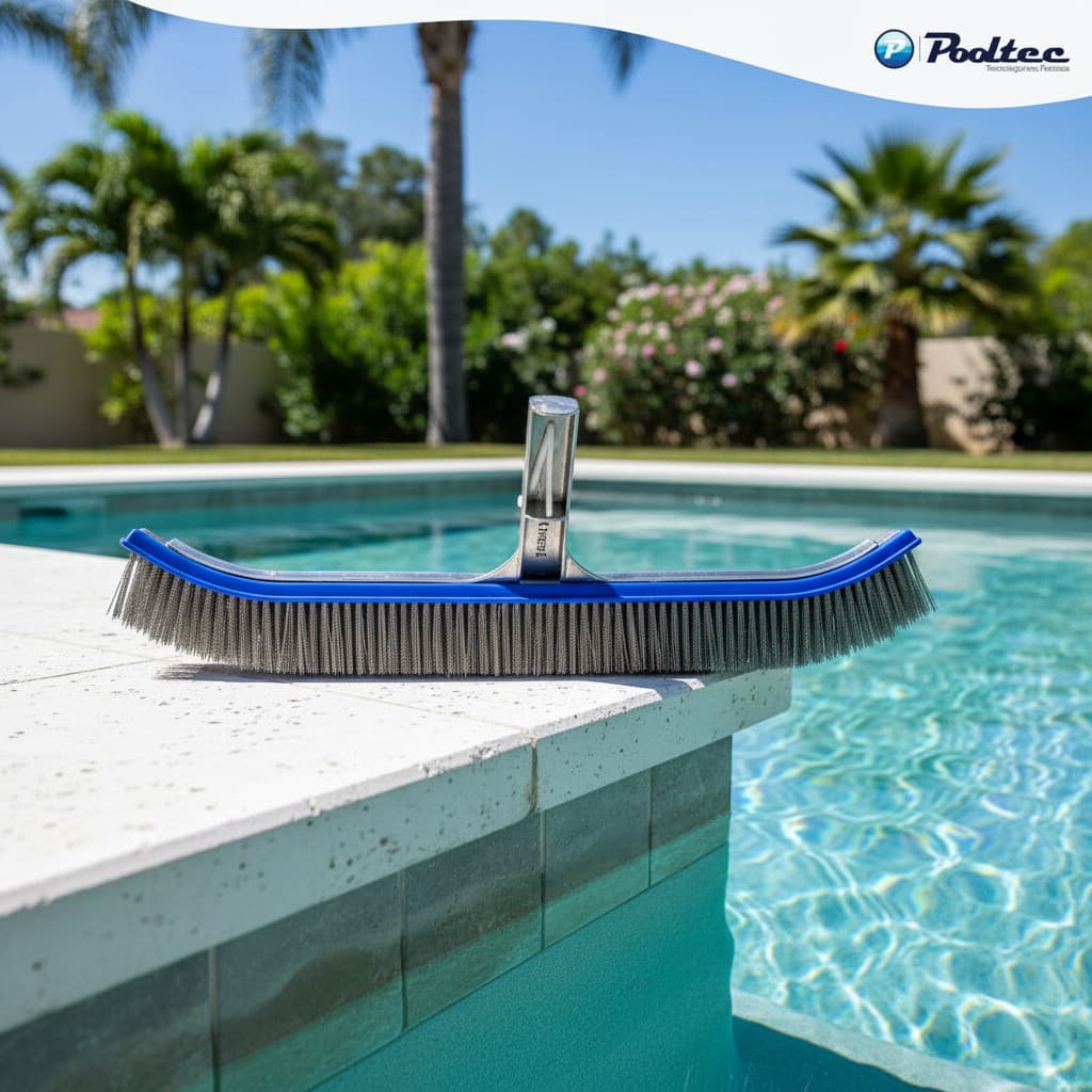 Escova Curva Inox 45cm Para Limpeza Piscinas De Alvenaria