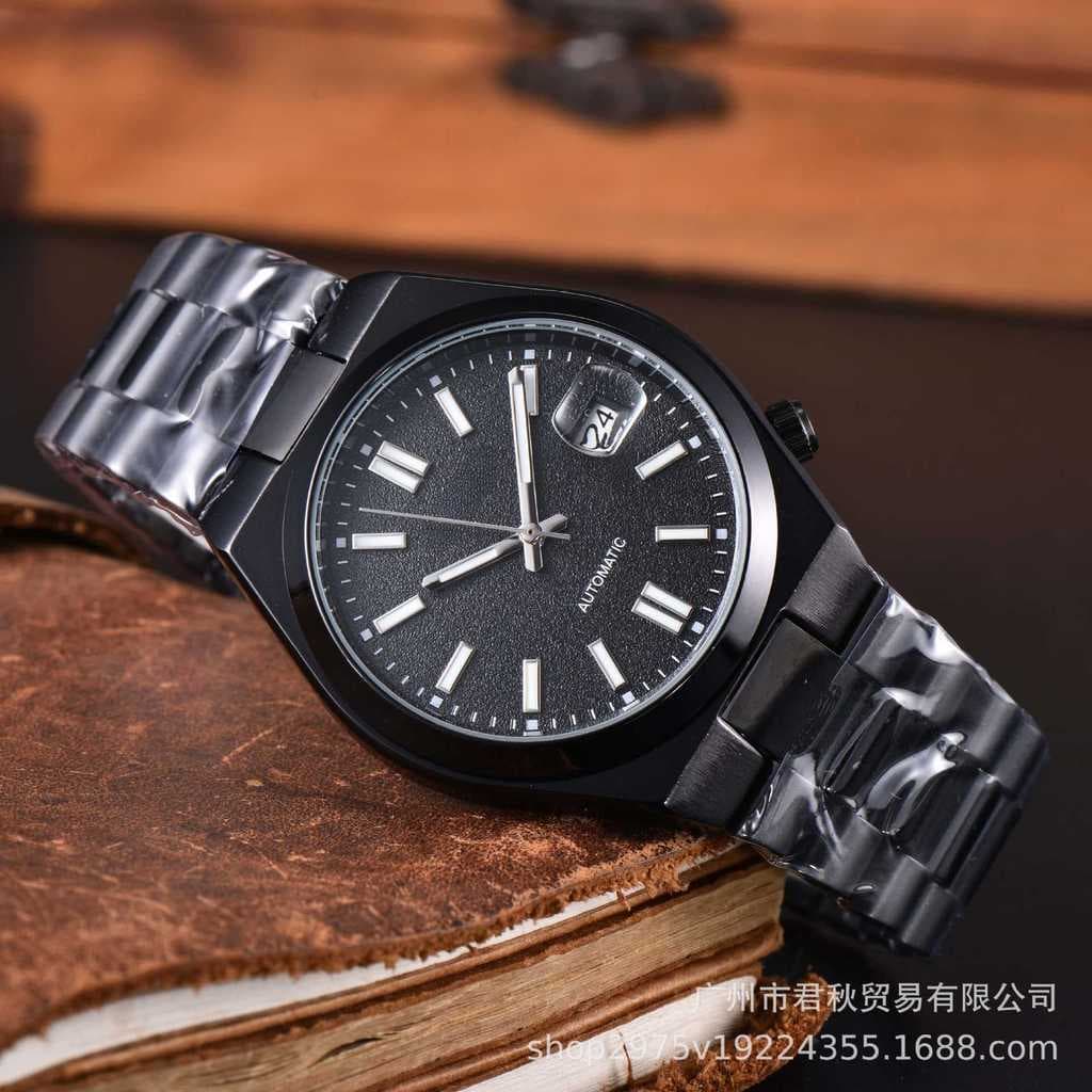 Relógio masculino automático com calendário de seis ponteiros, pulseira de aço de alta qualidade