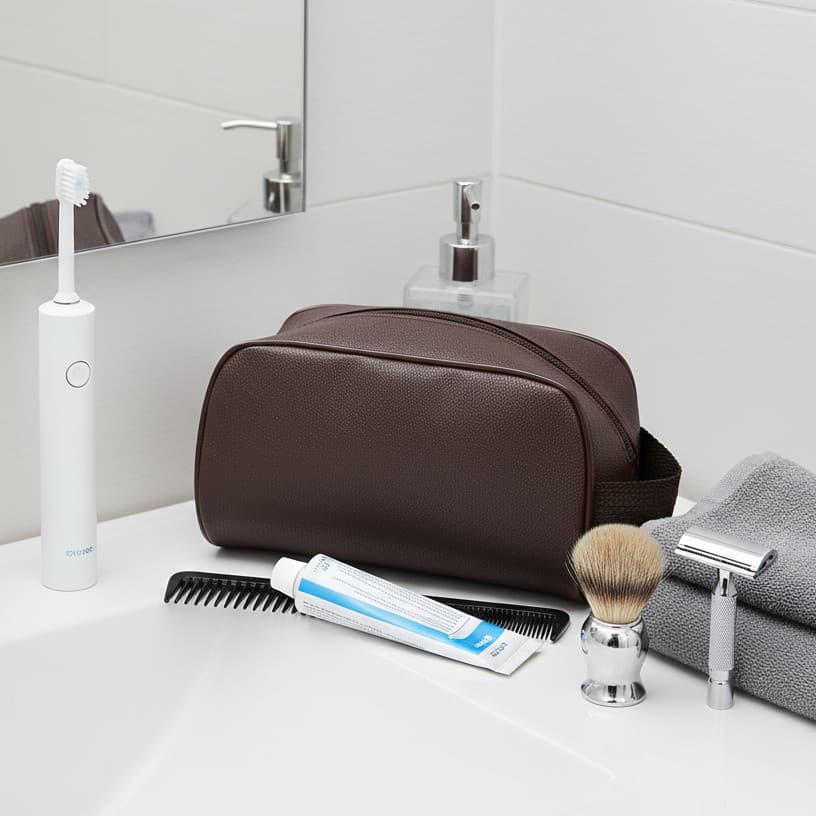 Necessarie Masculina - Bolsa de Mão de Higiene Pessoal com Alça e Zíper Ideal Para Dia Dia e Viagem