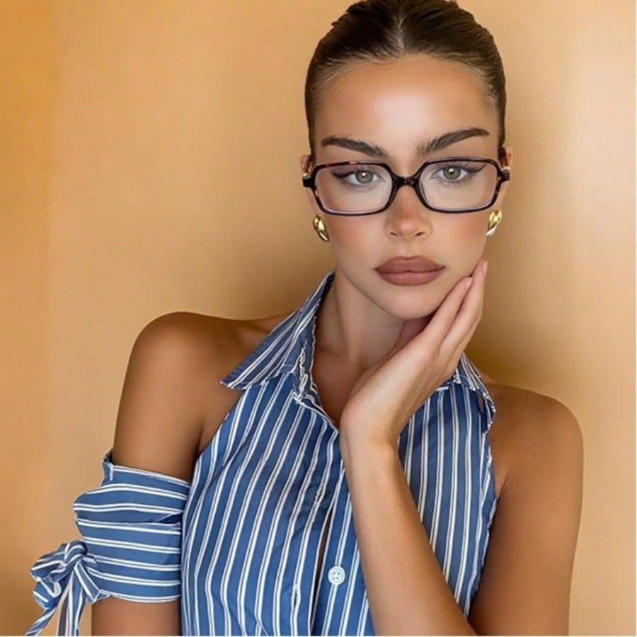 Retro Rectangle Glasses for Women Small Square Blue Light Blocking Glasses Reduce Eye Strain