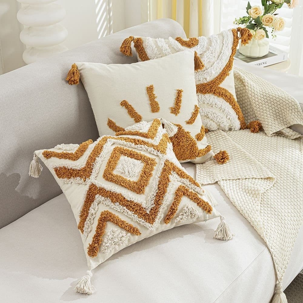 Capa De Almofada Boêmia Geometry Bordado Tassel Bordadolongo Sala Sofá Home Decor PersonalizadoTop Zg1 Original