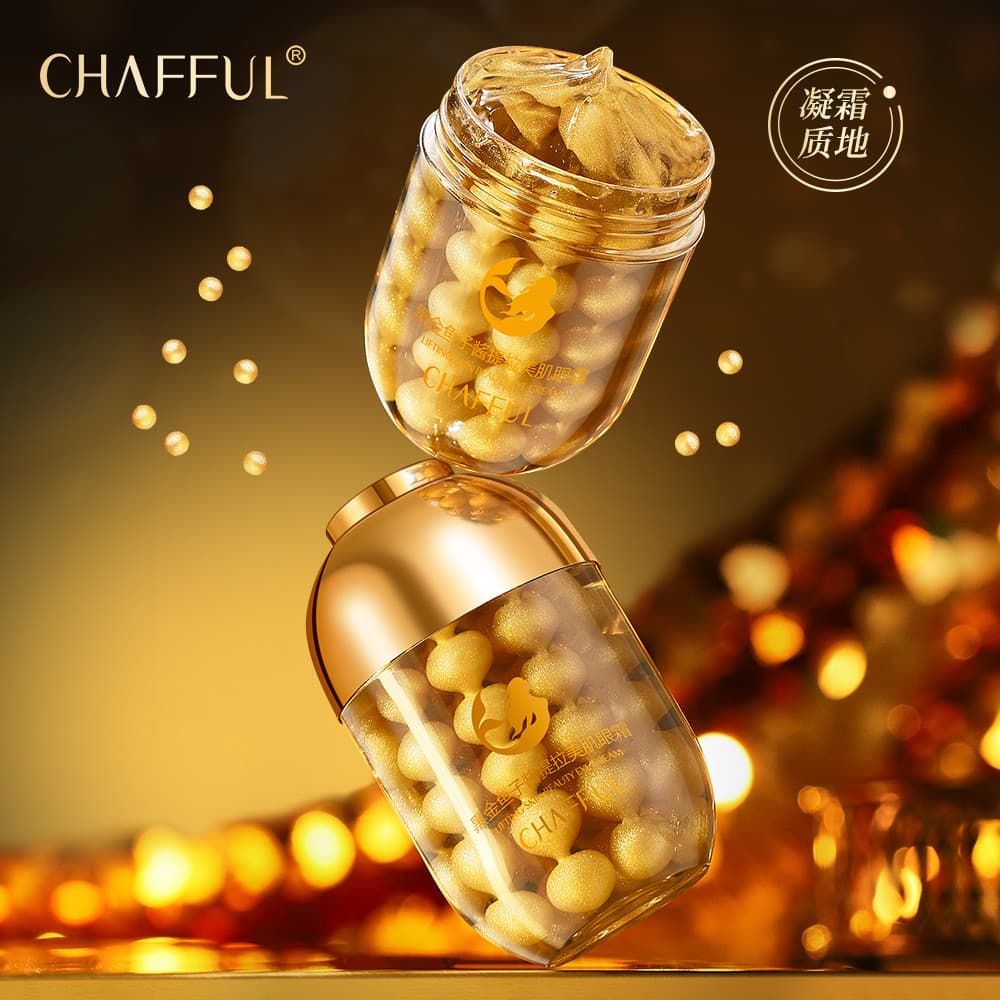 CHAFFUL CHAFFUL Black Gold Caviar Lifting Skin Eye Cream Hidratante Hidratante Melhora a Reparação Áspera Seca