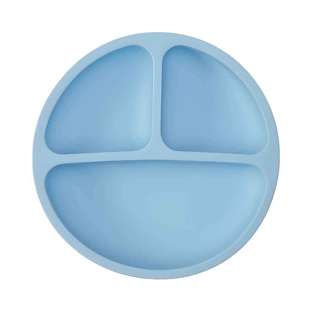 Pratinho em Silicone com Ventosas e Divisórias Azul Buba