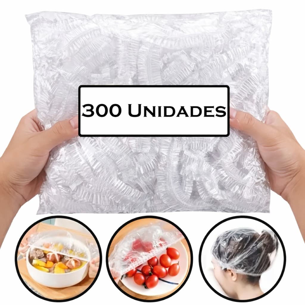Kit 300 Sacos Tampa Capa Touca Transparente Descartável Plástico Para Armazenar Alimentos Protetor
