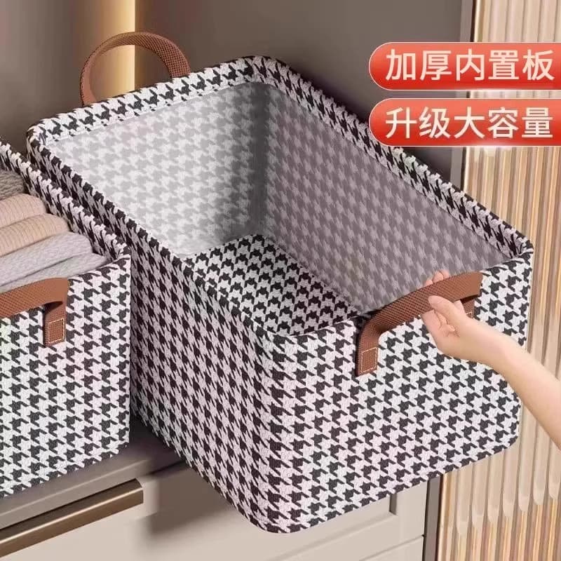 Caixa de armazenamento de roupas Houndstooth guarda-roupa doméstico em camadas arrumado armazenamento ferramenta útil co