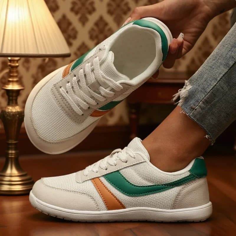 Tênis Femininos Casuais Estilo Barefoot, Forma Larga, Modernos, de Lona, Sola Plana, Novidade 2025, Biqueira L