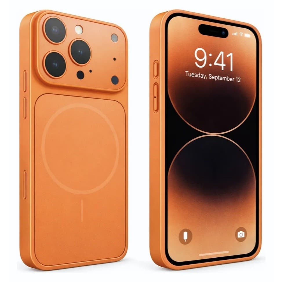 Capa Laranja Para iphone 13 iphone 14 iphone 15 Pro Iphone 16 pro Max Com MagSafe À Prova De Choque Igual Iphone 17