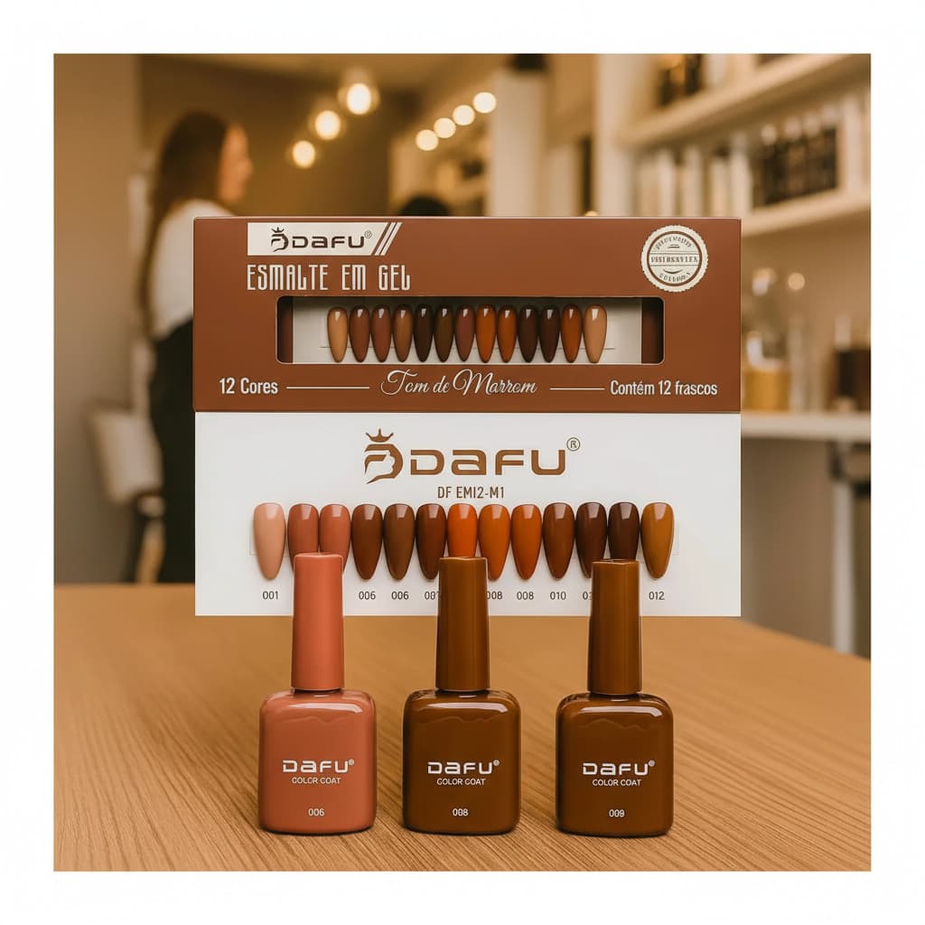 Esmalte em Gel DAFU 10ml – Coleção Marrom  | 12 Cores Sofisticadas, Nudes e Terrosos | Alta Durabilidade UV/LED