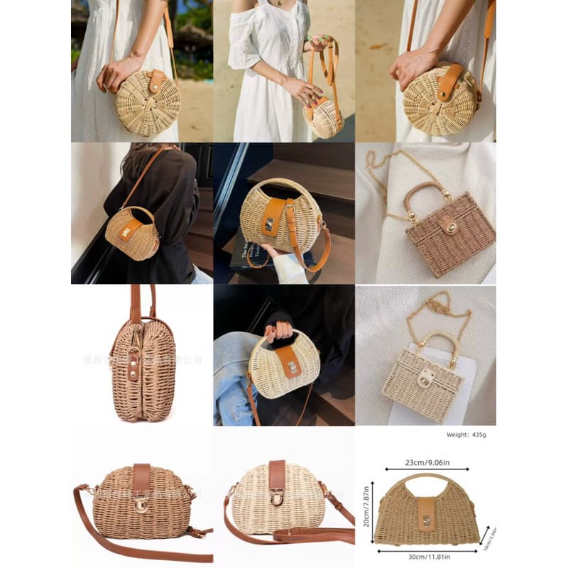 Bolsa De Praia Palha Sintética Alça Dupla Feminina Moda Praia Verão