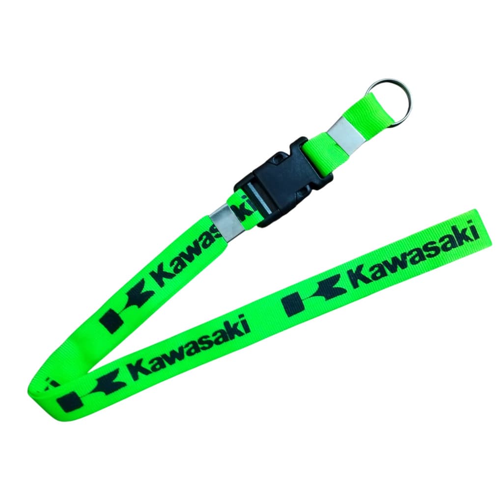 Cordão de Pescoço com Engate Saque Rápido Modelo Kawasaki Verde Limão para Chave de Moto ou Crachá