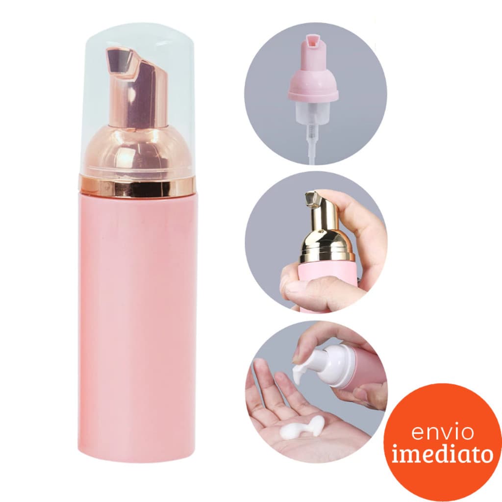 Frasco Pump Espumador Rosa 60ml Rose Gold Para Extensão/Alogamento de Cilios Novo