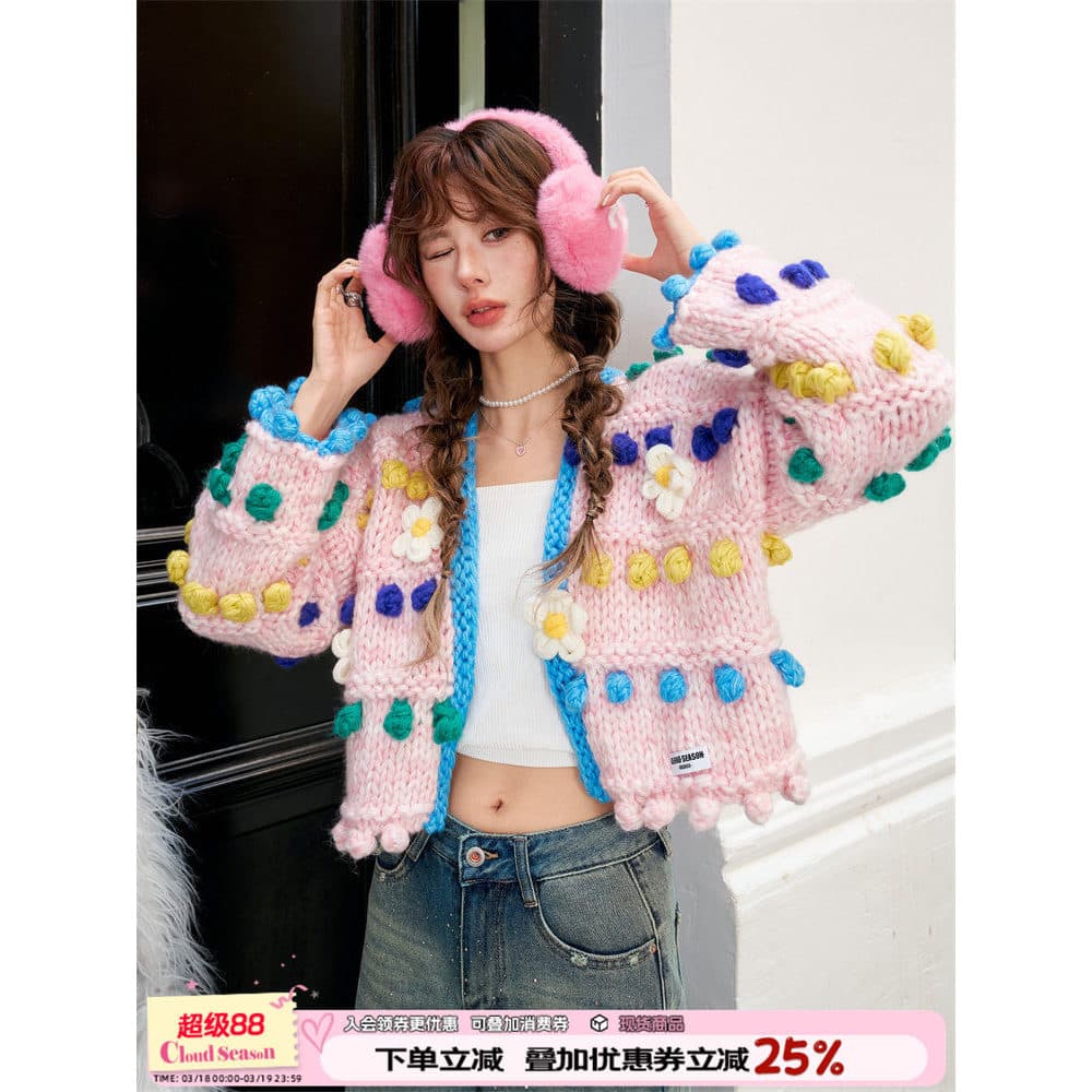 CLOUDSEASON CLOUDSEASON Suéter elegante Cardigan 2026 Suéter Cardigan Suéter Feminino Jaqueta Feminina Primavera Outono