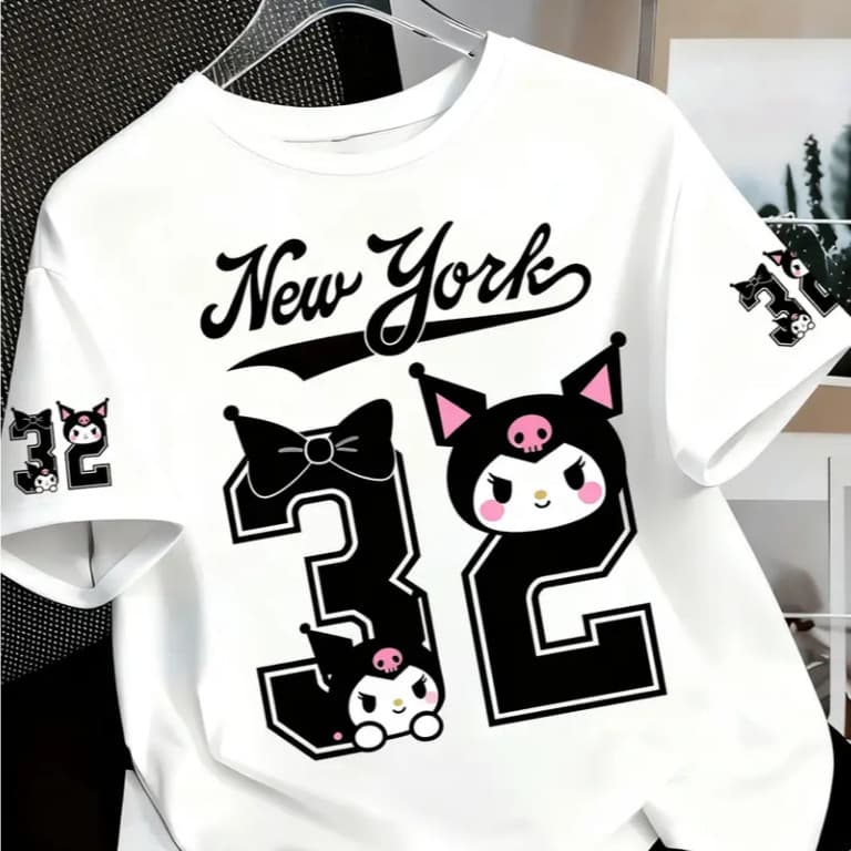 Camiseta Kuromi Punk Hello Kit New York Gótico Streetwear Camisa 100% Algodão Envio Rápido R&V Collection